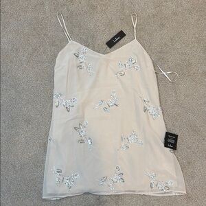 NEW Lulu's Cream Sequin Floral Mini Dress